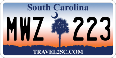 SC license plate MWZ223