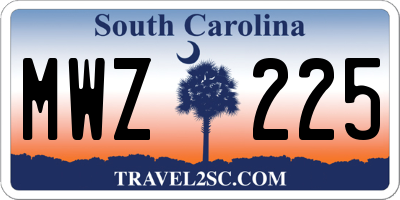 SC license plate MWZ225