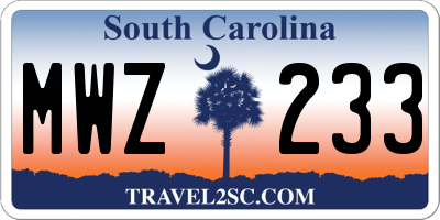 SC license plate MWZ233