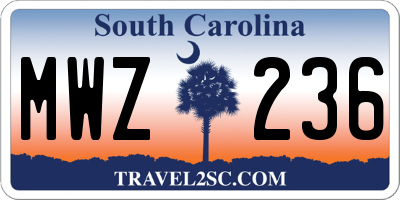 SC license plate MWZ236