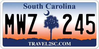 SC license plate MWZ245