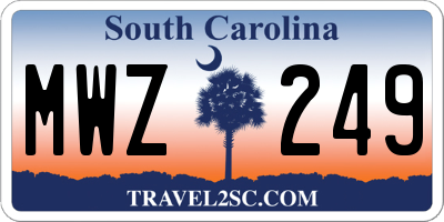 SC license plate MWZ249