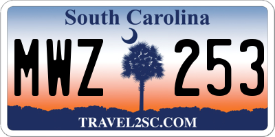 SC license plate MWZ253