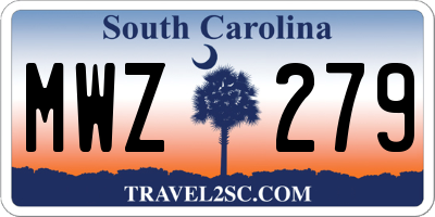SC license plate MWZ279