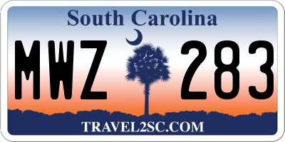 SC license plate MWZ283