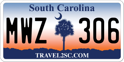 SC license plate MWZ306