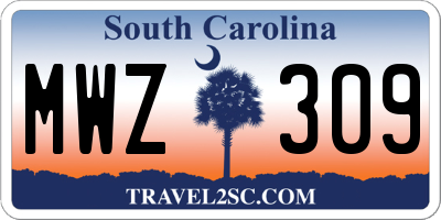 SC license plate MWZ309