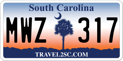 SC license plate MWZ317
