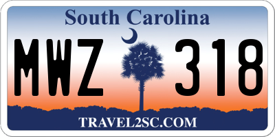 SC license plate MWZ318