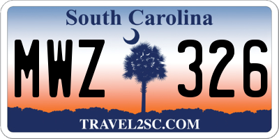 SC license plate MWZ326