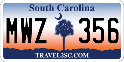 SC license plate MWZ356