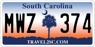 SC license plate MWZ374
