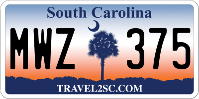 SC license plate MWZ375