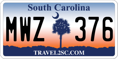 SC license plate MWZ376
