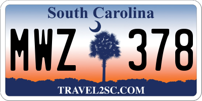 SC license plate MWZ378