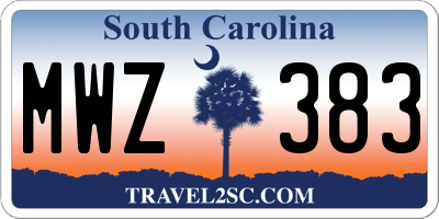 SC license plate MWZ383