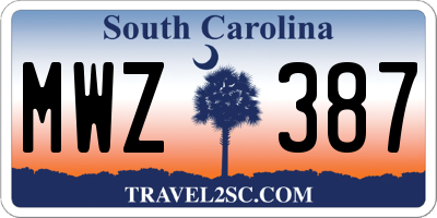 SC license plate MWZ387