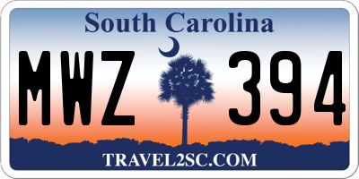 SC license plate MWZ394