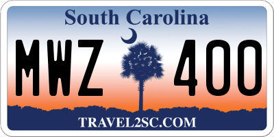 SC license plate MWZ400