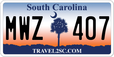 SC license plate MWZ407