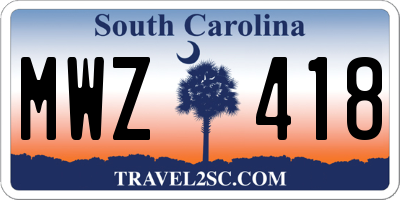 SC license plate MWZ418