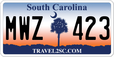 SC license plate MWZ423