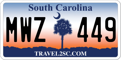 SC license plate MWZ449