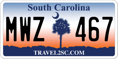 SC license plate MWZ467
