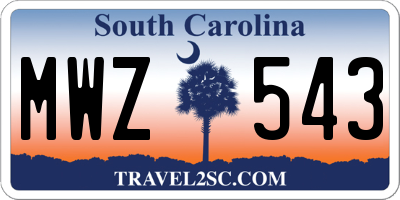 SC license plate MWZ543