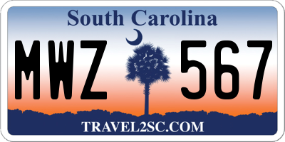 SC license plate MWZ567