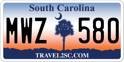 SC license plate MWZ580