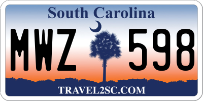 SC license plate MWZ598