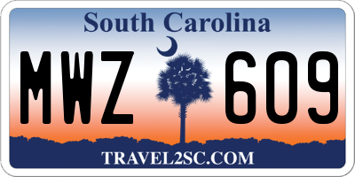 SC license plate MWZ609
