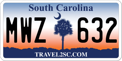 SC license plate MWZ632
