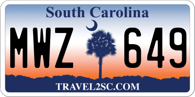 SC license plate MWZ649