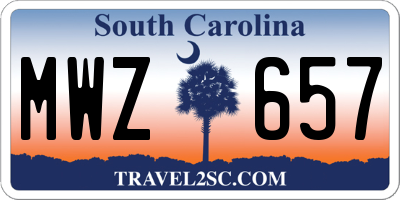 SC license plate MWZ657