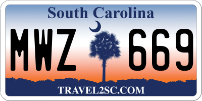 SC license plate MWZ669