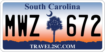 SC license plate MWZ672