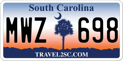 SC license plate MWZ698