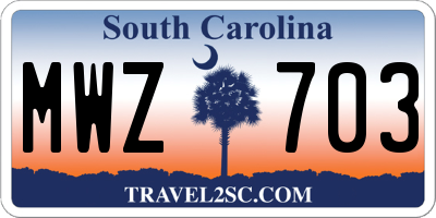 SC license plate MWZ703