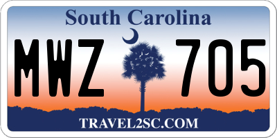 SC license plate MWZ705