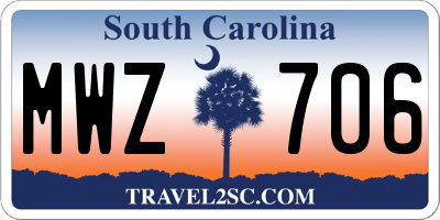 SC license plate MWZ706