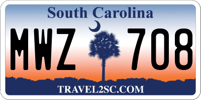 SC license plate MWZ708
