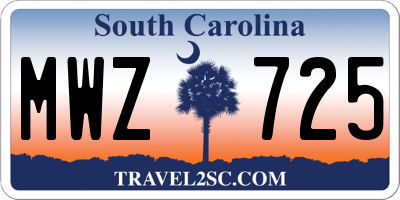 SC license plate MWZ725
