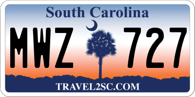 SC license plate MWZ727