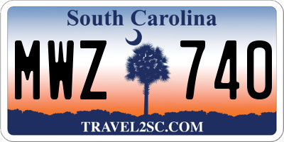 SC license plate MWZ740