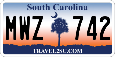 SC license plate MWZ742