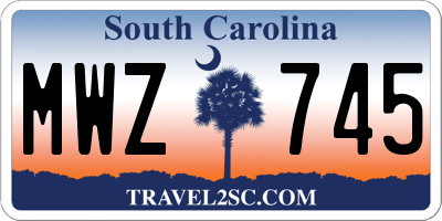 SC license plate MWZ745