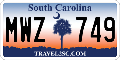 SC license plate MWZ749