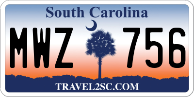 SC license plate MWZ756